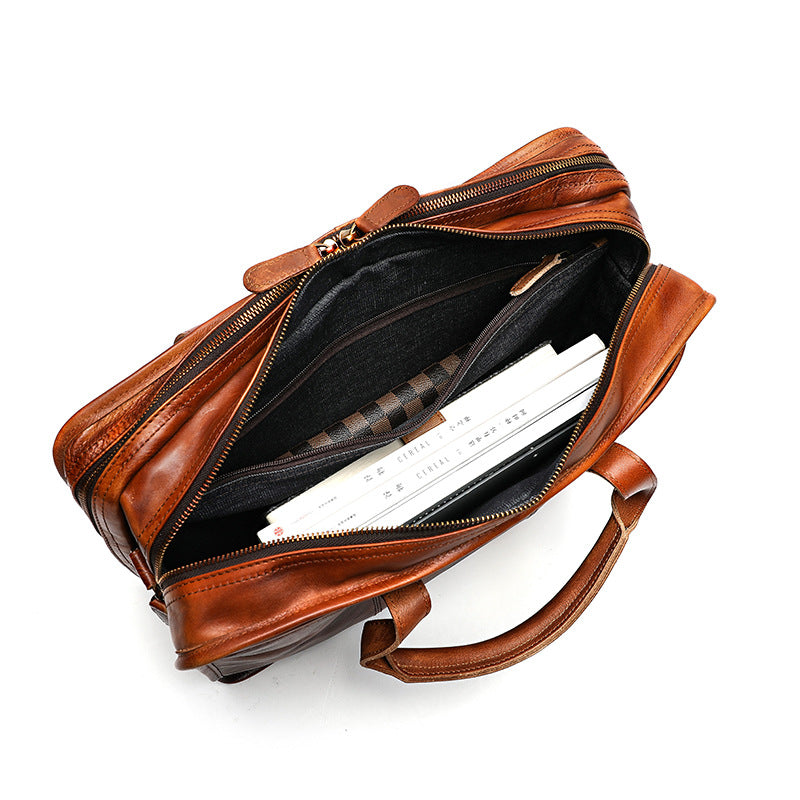 Men's Handmade Genuine Leather Large Capacity Function Men's Briefcases