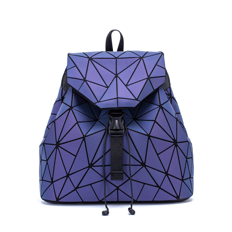 Women's Luminous Colorful Geometric Fashion Folding Rhombus Backpacks