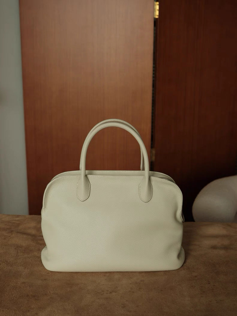 Women's Simple Bowling Top Layer Cowhide Shell Handbags