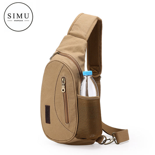 Men's Canvas Trendy Korean Style Retro Riding Men's Chest Bags