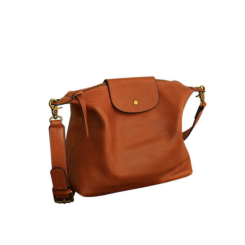 Women's Street Retro First Layer Cattlehide Leather Fashion Crossbody Bags