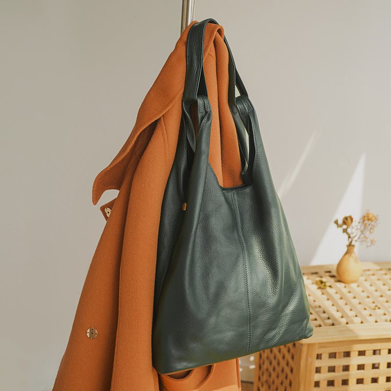 Women's Leather High-grade First Layer Cowhide Leisure Tote Bags