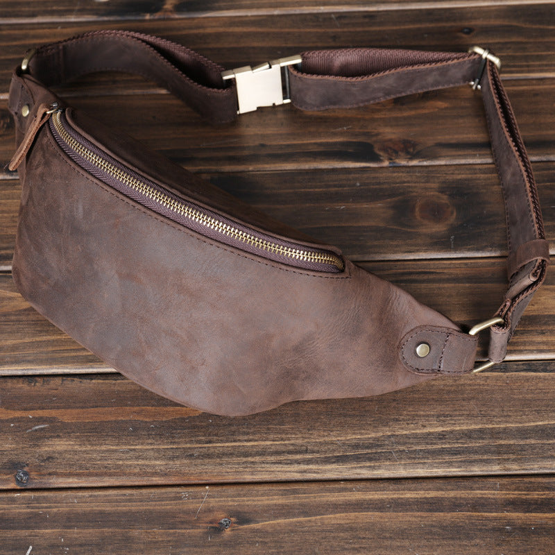 Men's Retro Crazy Horse Leather Cowhide Trendy Men's Waist Packs
