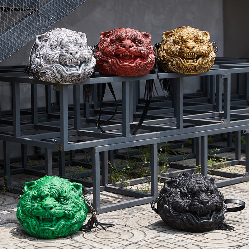 Women's Halloween Personalized Three-dimensional Tiger Head Boys Crossbody Bags
