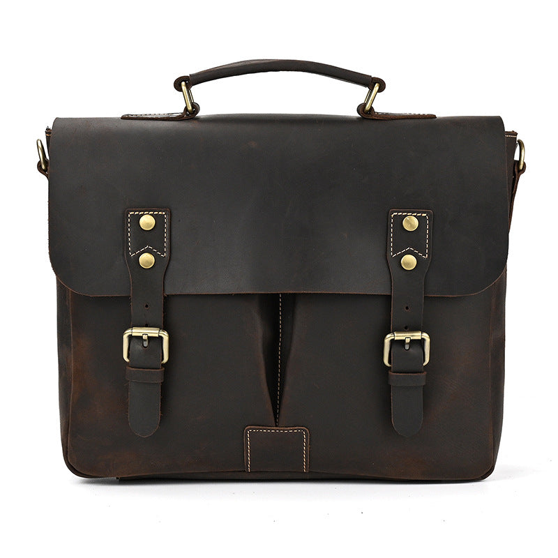 Leather Inch Computer Crazy Horse First Men's Briefcases