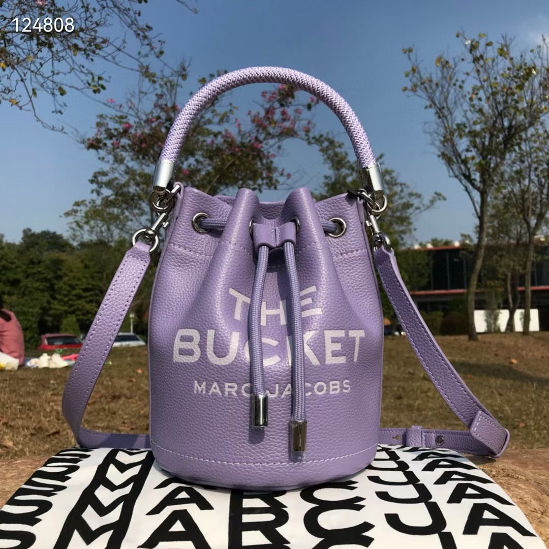 Genuine Leather Solid Color Fashion Advanced Bucket Bags