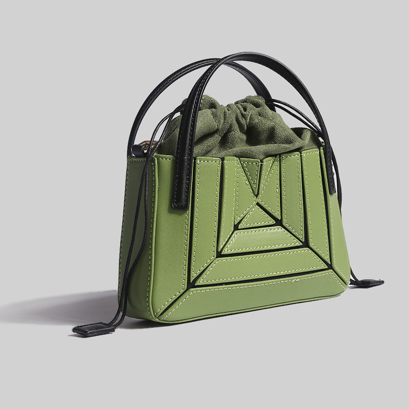 Color Dopamine Turkish Style Design Pleated Contrast Small Square Bags