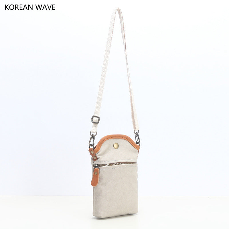 Style Simple Solid Color Canvas Mobile Crossbody Bags