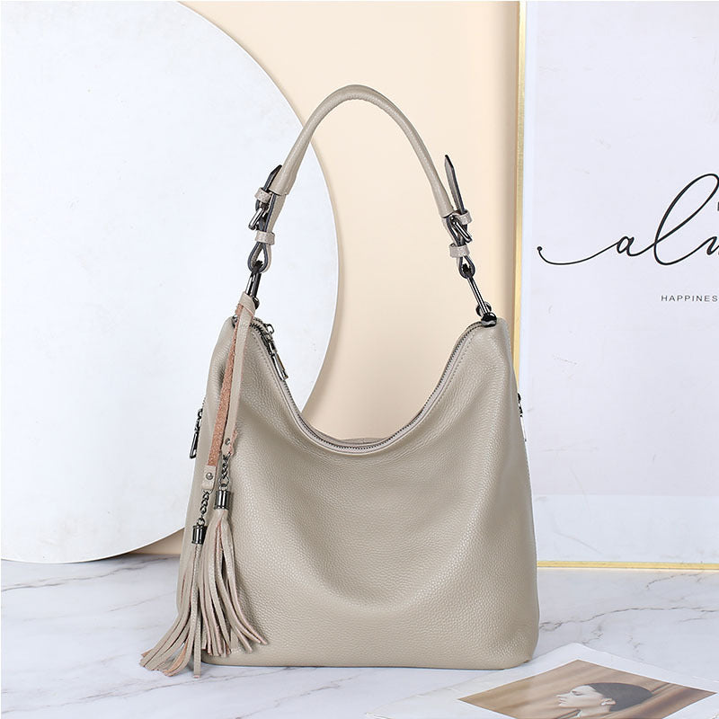 Women's First Layer Cowhide Genuine Leather Simple Shoulder Bags