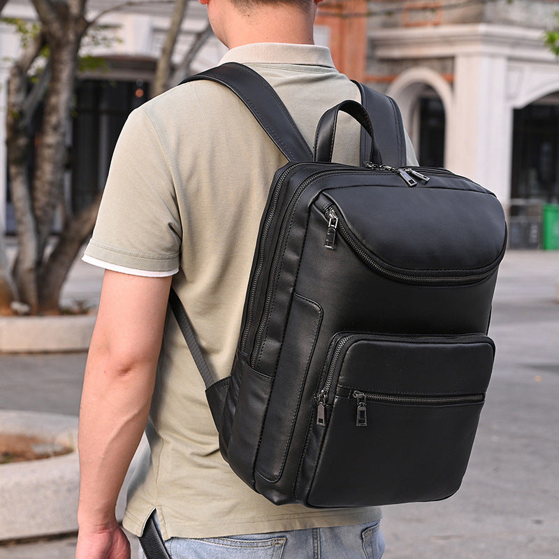 Men's Horse Leather Large Capacity Double Main Backpacks