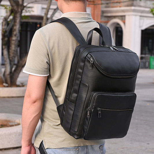 Men's Horse Leather Large Capacity Double Main Backpacks