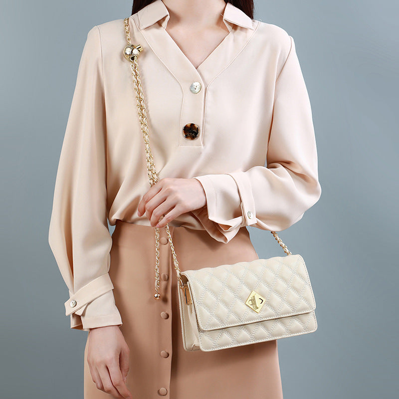 Women's Design Genuine Leather Fashion Chain Golden Crossbody Bags