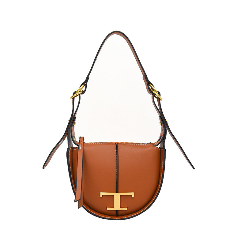 Genuine Leather Selenodont Design Half Month Bags