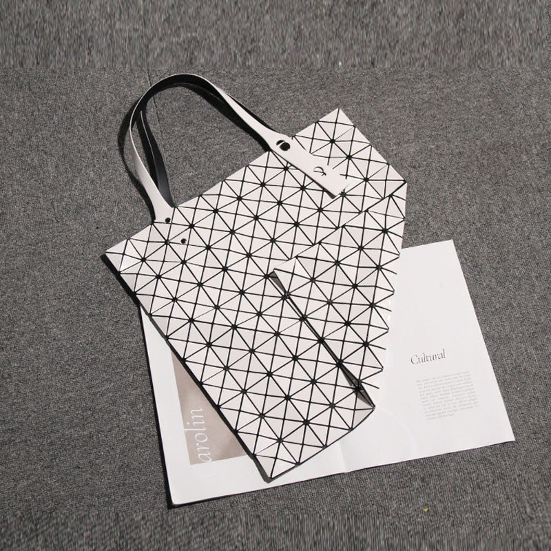 Laser Stitching Geometric Diamond Pattern Grid Portable Large Shoulder Bags