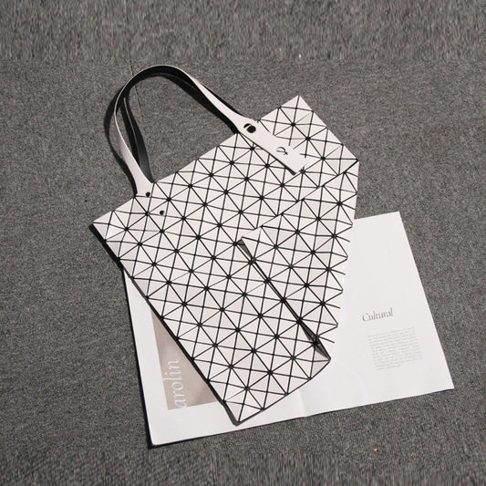 Laser Stitching Geometric Diamond Pattern Grid Portable Large Shoulder Bags