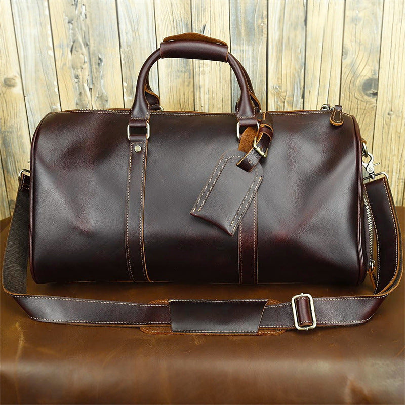 Men's Crazy Horse Leather Traveling Genuine Large Travel Bags