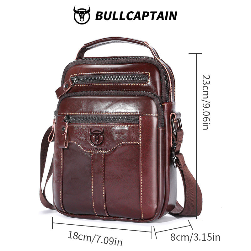 Men's Bull Captain First Layer Cowhide Large Men's Shoulder Bags