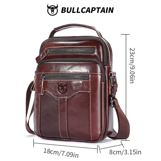 Men's Bull Captain First Layer Cowhide Large Men's Shoulder Bags