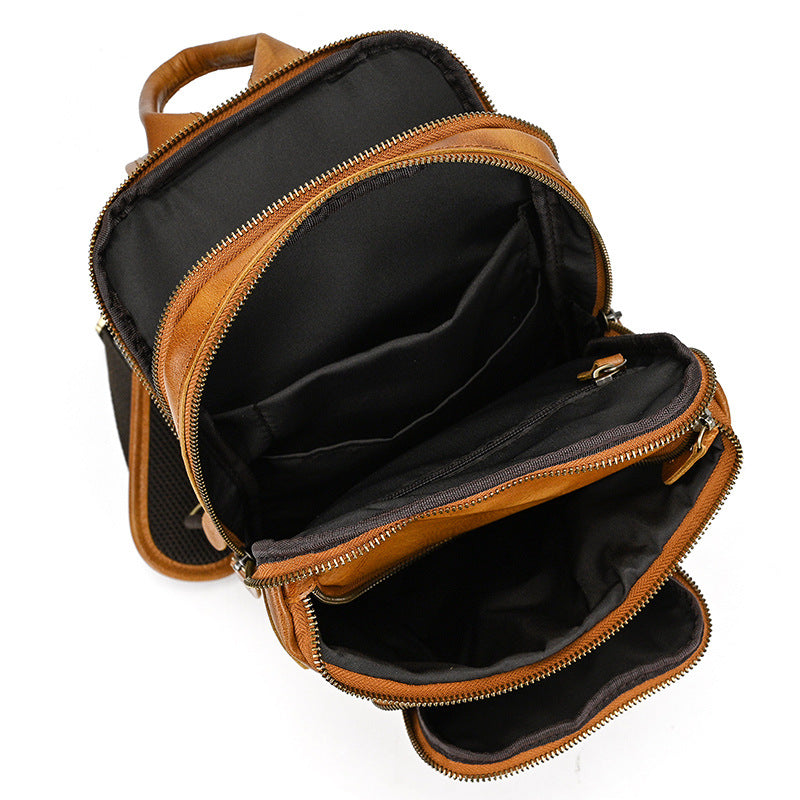Men's Leather Retro Vegetable Tanned Top Layer Men's Chest Bags