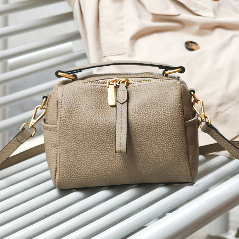 Boston Pillow Leather Large Capacity Lady Crossbody Bags