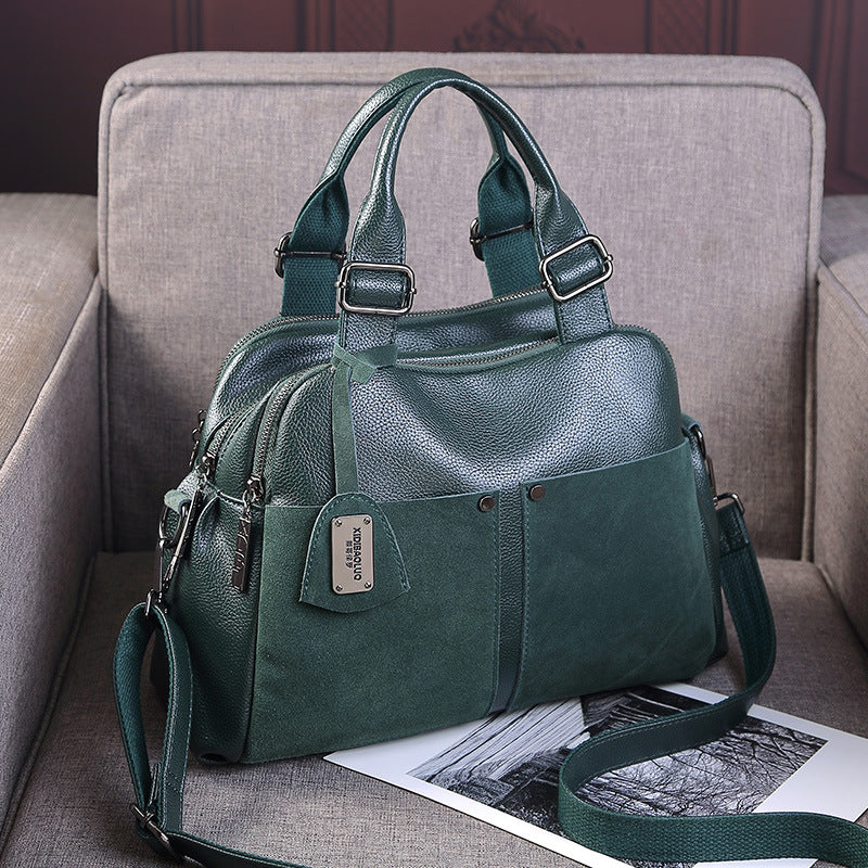 Women's With Frosted Cowhide Simple Versatile Large Bags