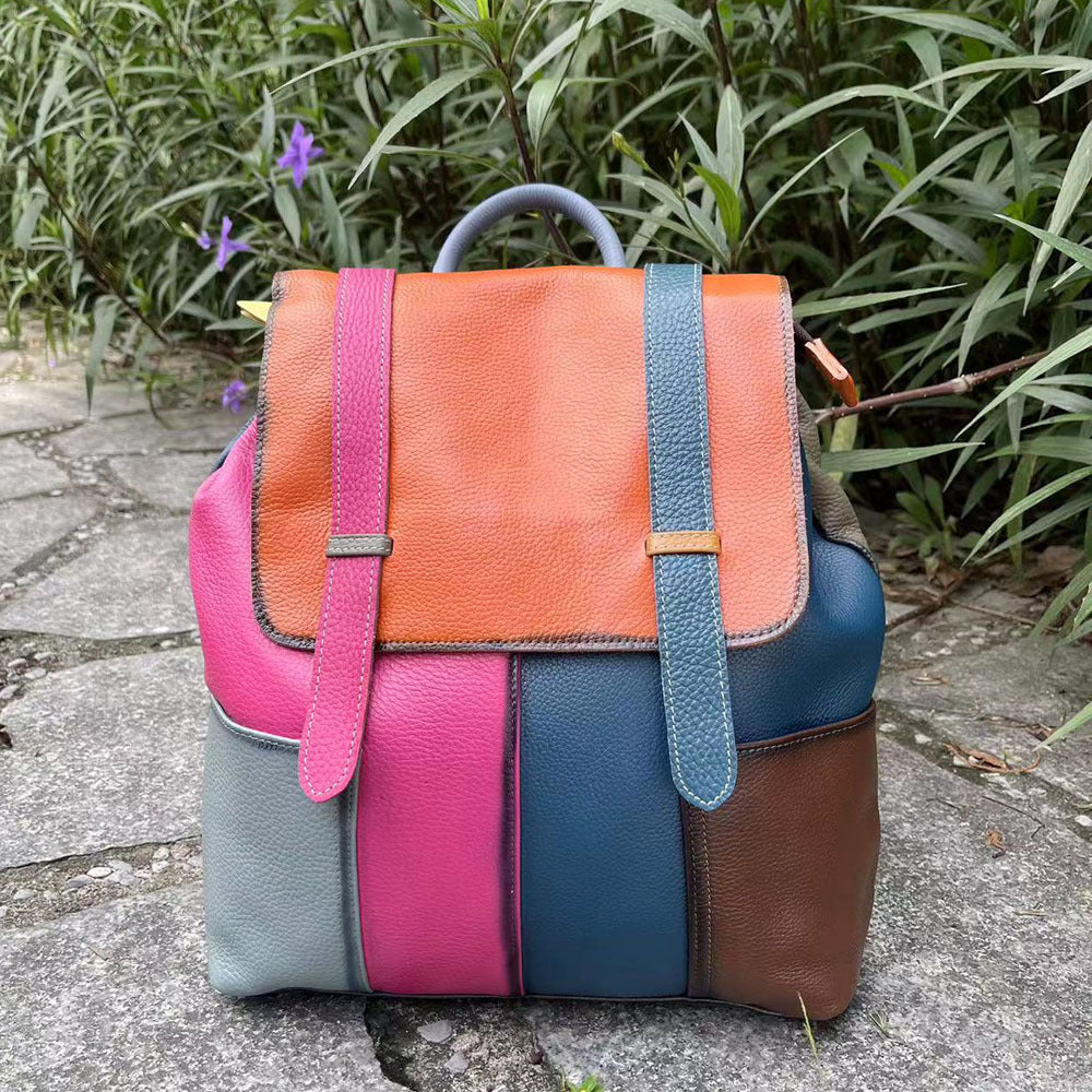 Women's First Layer Cowhide Big Retro Color Bags