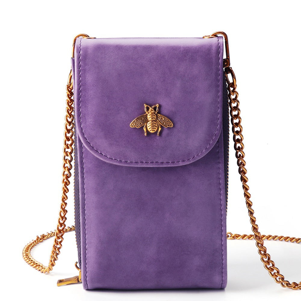 Women's Capacity Vertical Genuine Leather Exquisite Chain Phone Bags