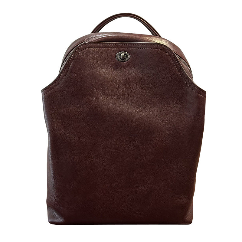 First Layer Cowhide Simple Commuter Large Capacity Backpacks