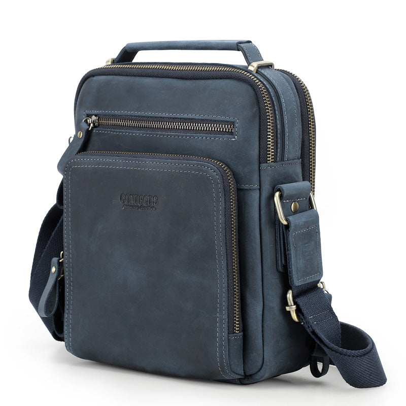 Men's Top Layer Cattlehide Leather Fashion Genuine Men's Messenger Bags