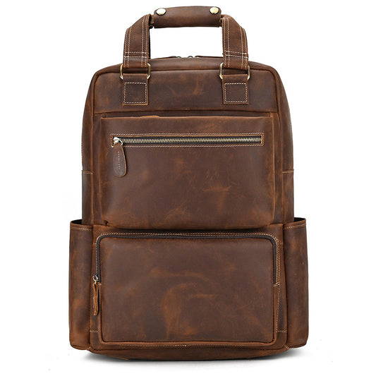 Men's Retro Crazy Horse Leather Multifunctional Large Travel Bags