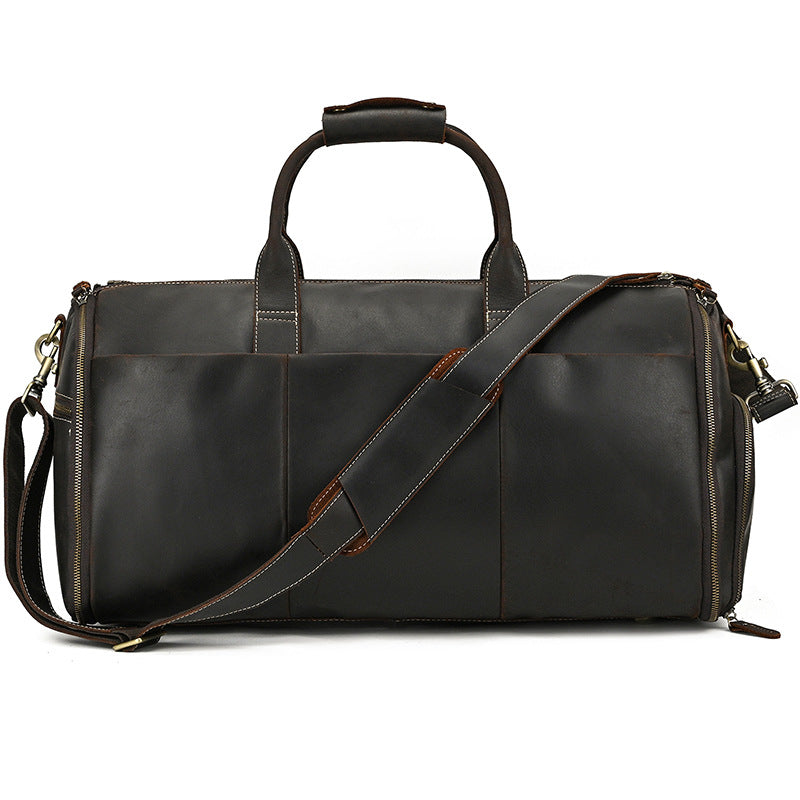 Retro Crazy Horse Leather Folding Suit Storage Luggage