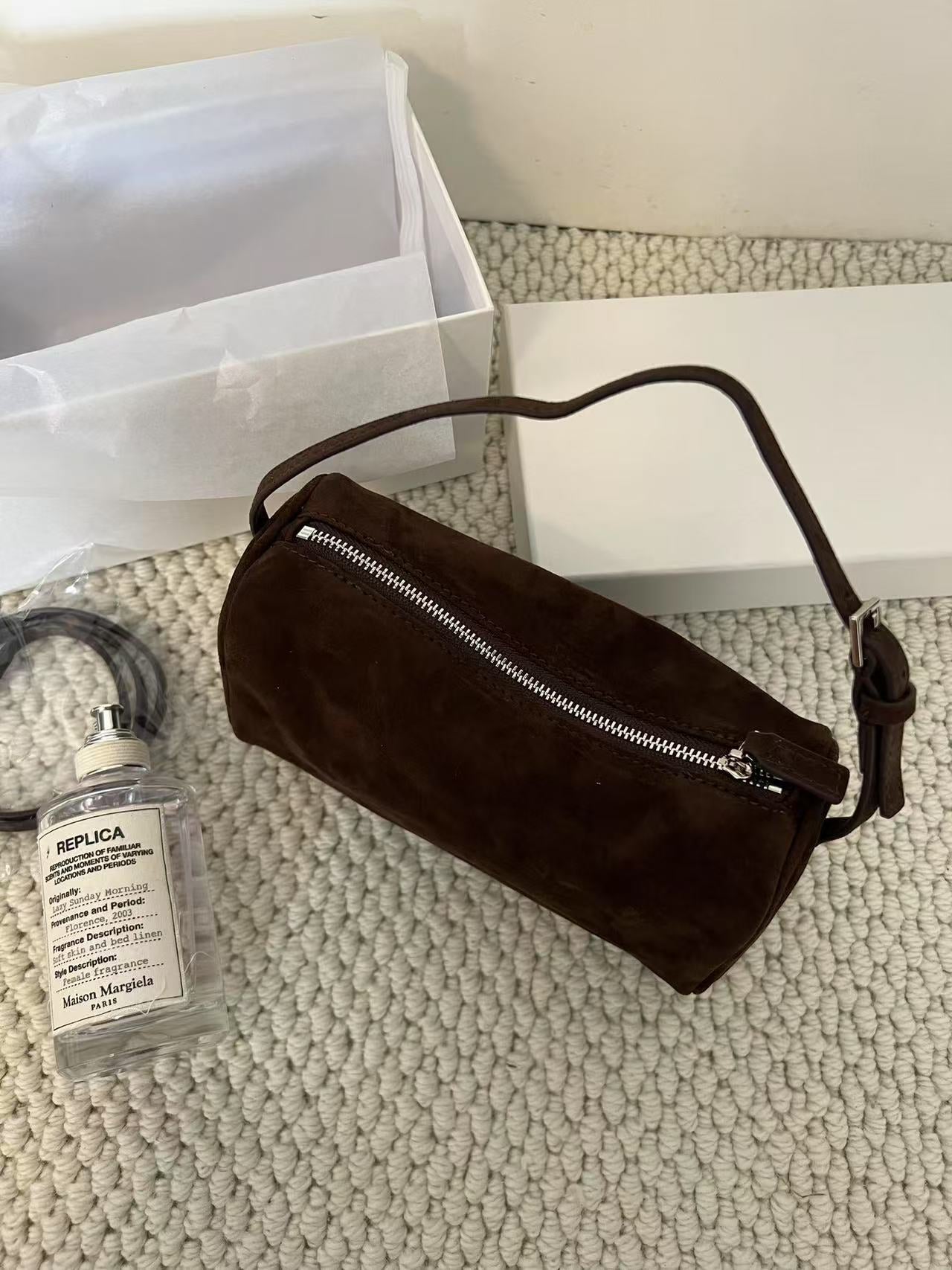Sheepskin Leather Pen Suede Underarm Genuine Handbags
