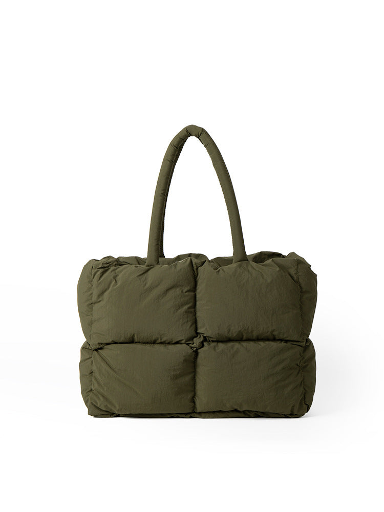 Nylon Niche Plaid Idle Style Large Shoulder Bags