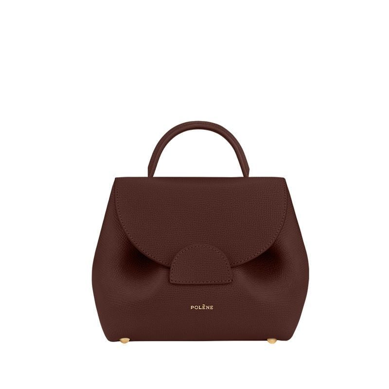 French Design Camel Lychee Cowhide Stitching Bags