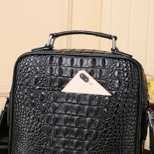 Men's Crocodile Pattern Day Business Leather Retro Men's Shoulder Bags