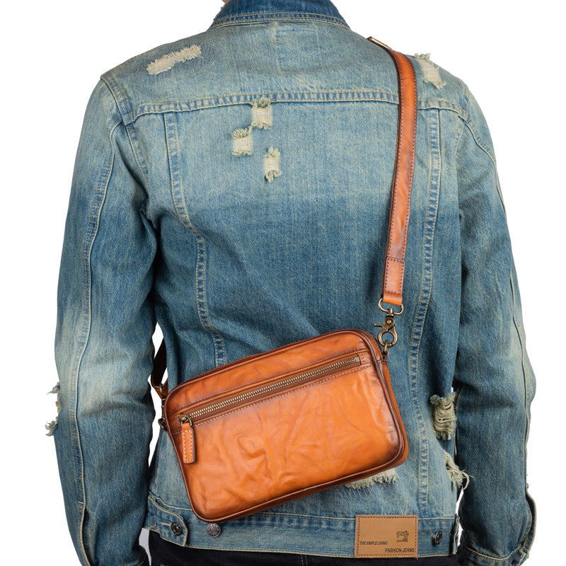 Men's First Layer Tree Height Vegetable Tanning Leather Hand Men's Messenger Bags