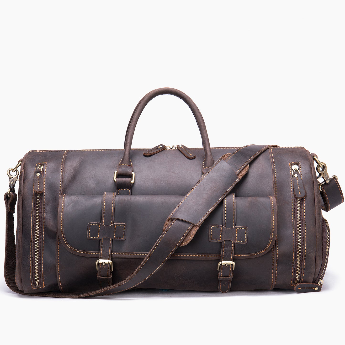 Men's Crazy Horse Leather Handmade Retro Large Travel Bags