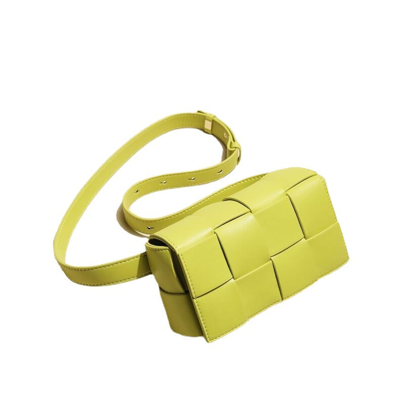 Authentic Leather Weave Female One Gold Bags