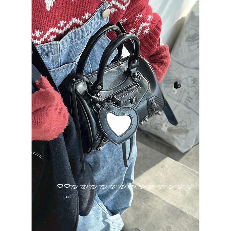 Women's Trendy Cool Motorcycle Fashionable Portable Pink Crossbody Bags