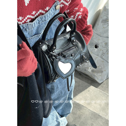 Women's Trendy Cool Motorcycle Fashionable Portable Pink Crossbody Bags