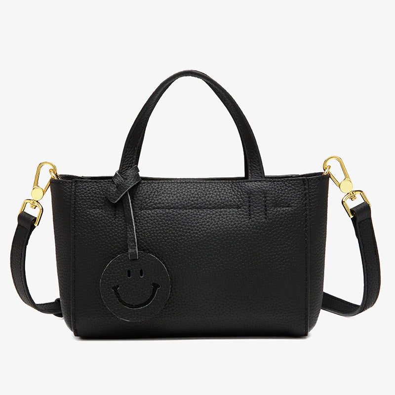 Women's First Layer Cowhide Simple Leather Lychee Pattern Shoulder Bags