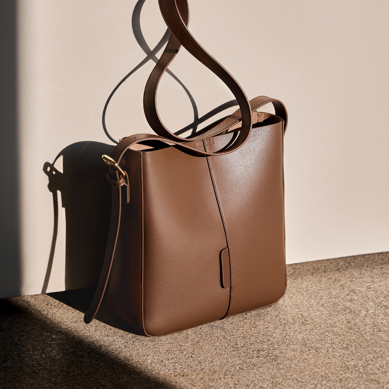 Women's Slouchy Summer High-grade Genuine Leather Bucket Bags