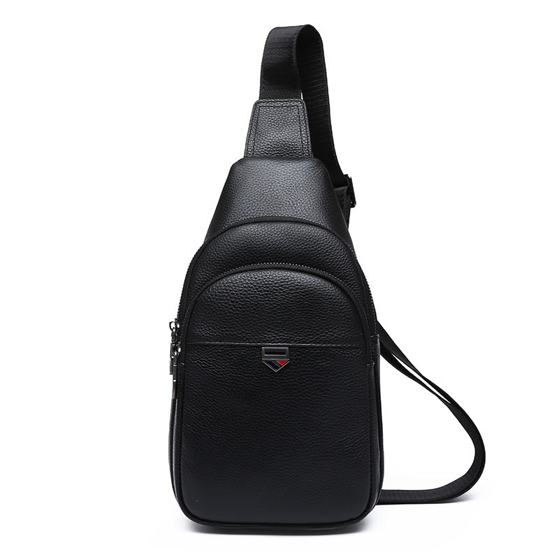 Men's First Layer Cowhide Leather Boys Trend Men's Chest Bags