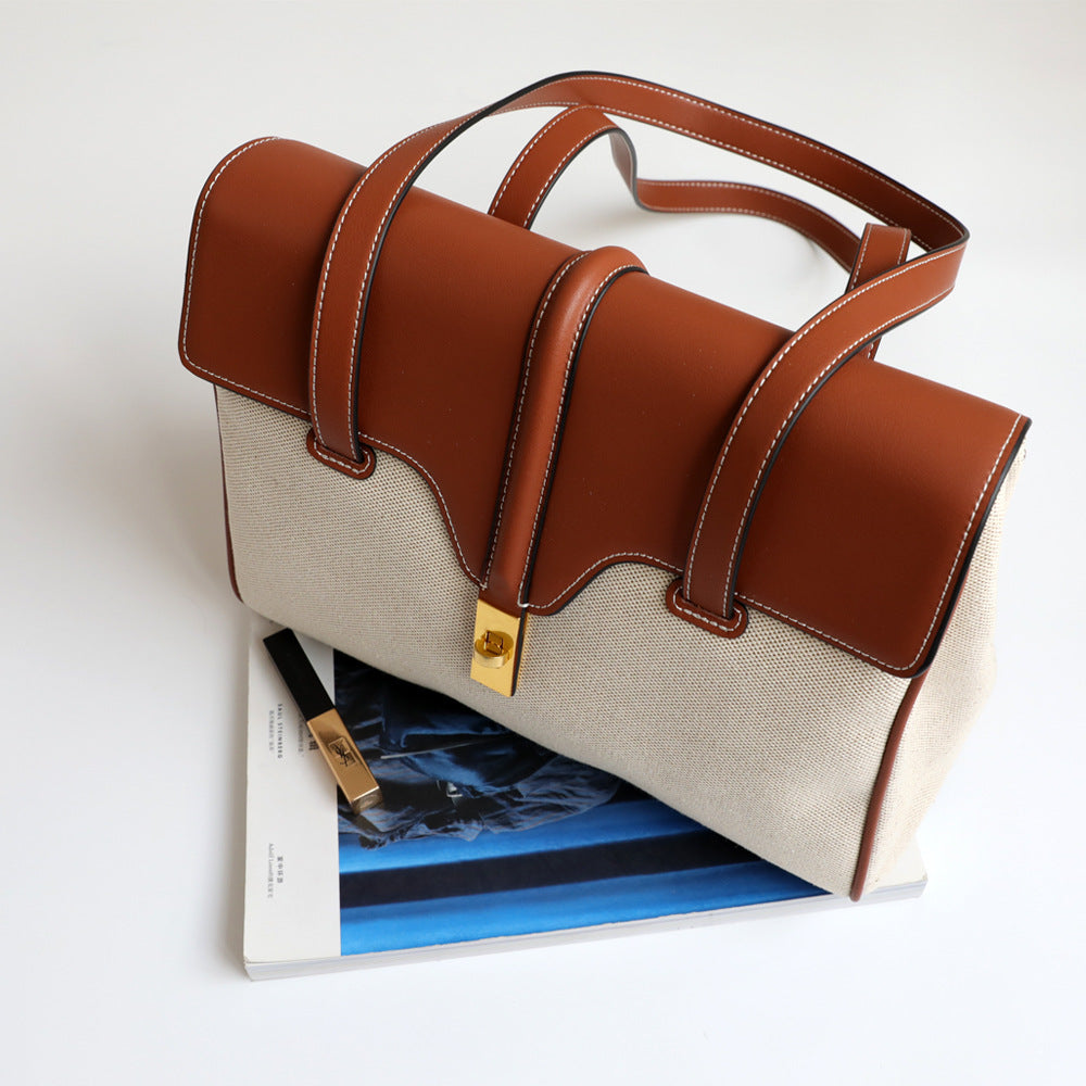 Women's Large Capacity Leather Big Portable Simple Shoulder Bags