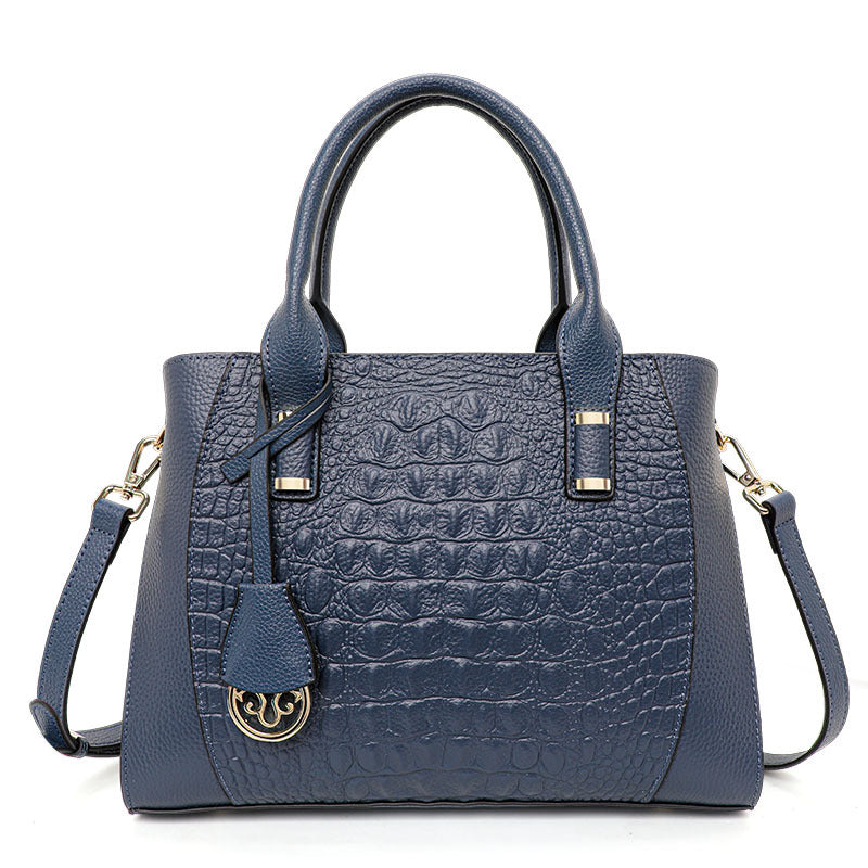 Women's Layer Cowhide Fashion Commuter Crocodile Pattern Handbags
