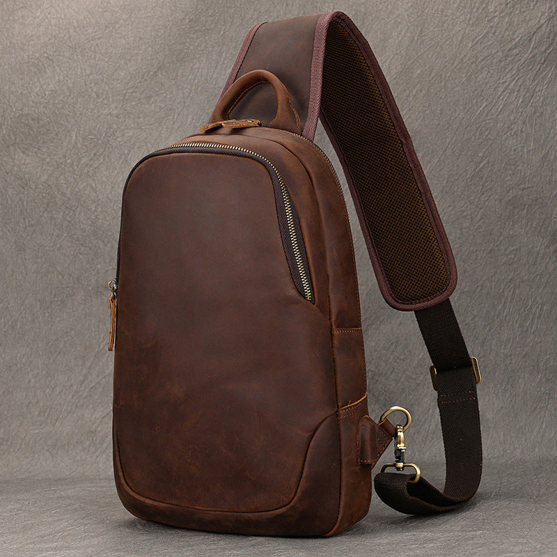 Men's Horse Leather Large Capacity Leisure With Men's Chest Bags
