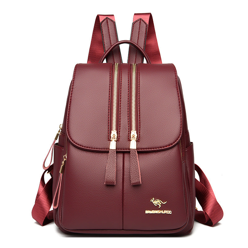 Women's Fashionable Large Capacity Soft Leather Trendy Backpacks