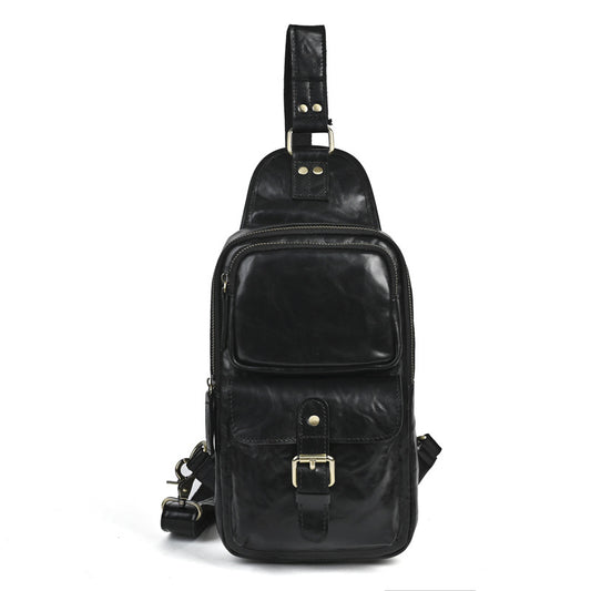 Men's Crazy Horse Leather First Layer Cowhide Men's Chest Bags