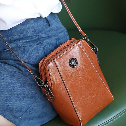 Women's Selected Oil Wax Cowhide Fashion Genuine Crossbody Bags