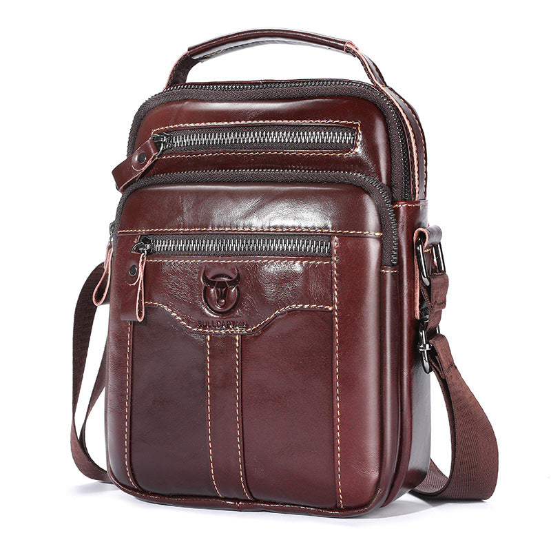 Men's Bull Captain First Layer Cowhide Large Men's Shoulder Bags